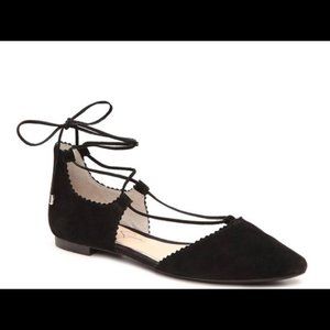 Jessica Simpson Black Suede Lace Up Flats NWOT